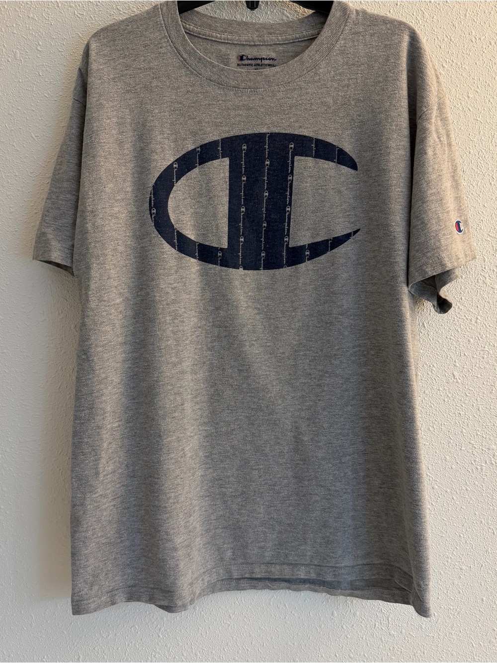 Champion Gray Tee with Navy C Logo